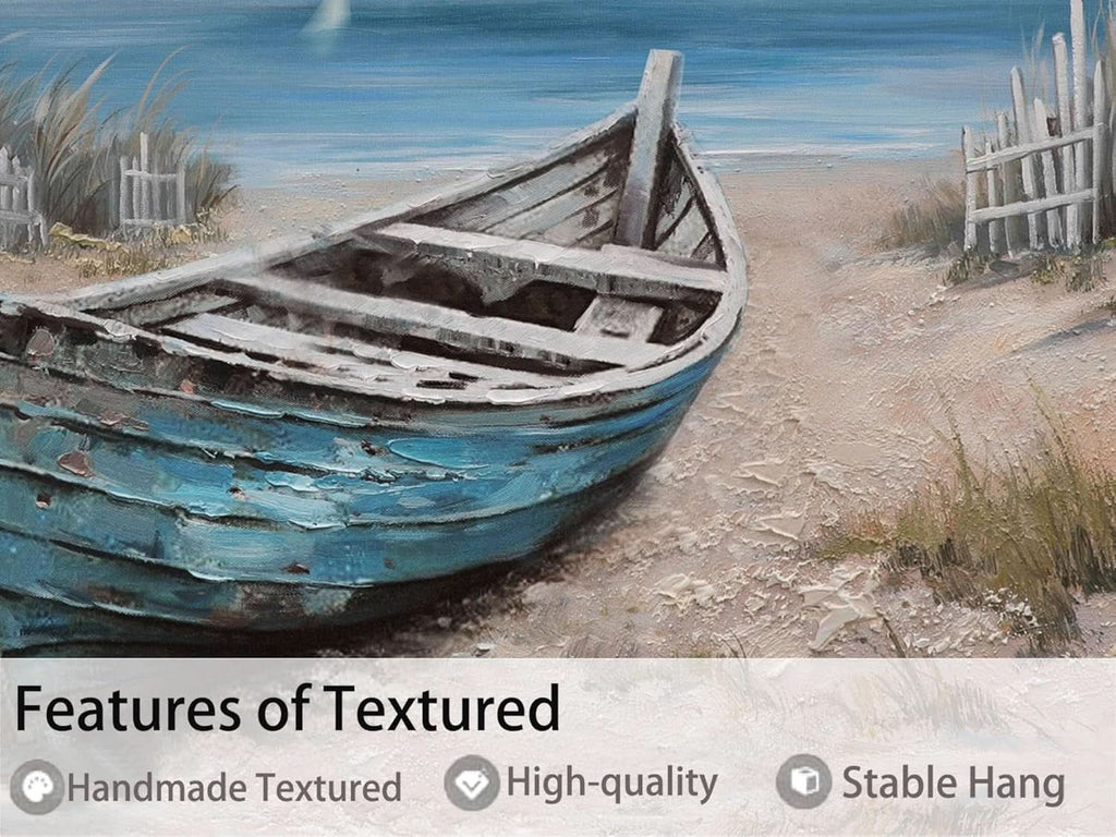 Nautical Canvas Wall Art 40x20 Inches Textured Blue