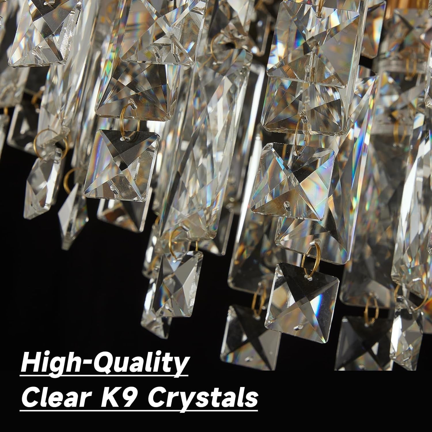 Compact Crystal Chandelier French Gold Ceiling Fixture-4