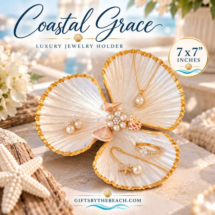Coastal Grace Luxury Pearl & Seashell Jewelry Holder