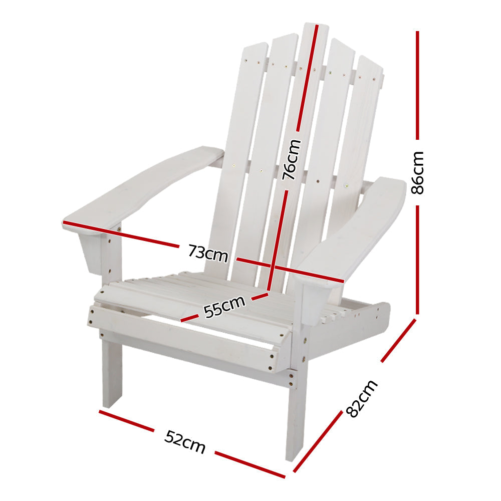 Gardeon Adirondack Outdoor Chairs Wooden Beach Chair Patio Furniture Garden White-1