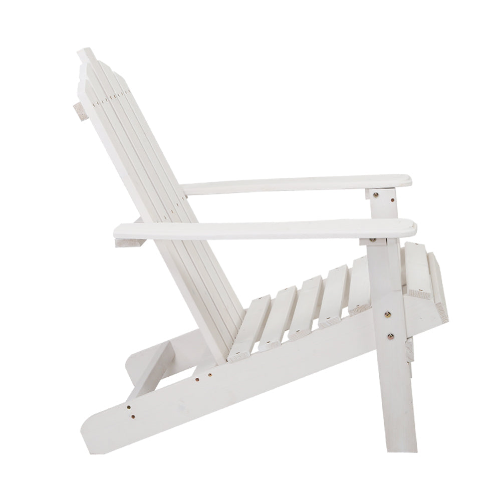 Gardeon Adirondack Outdoor Chairs Wooden Beach Chair Patio Furniture Garden White-2