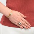 Cowrie Shell Recycled Brass Adjustable Bangle-0