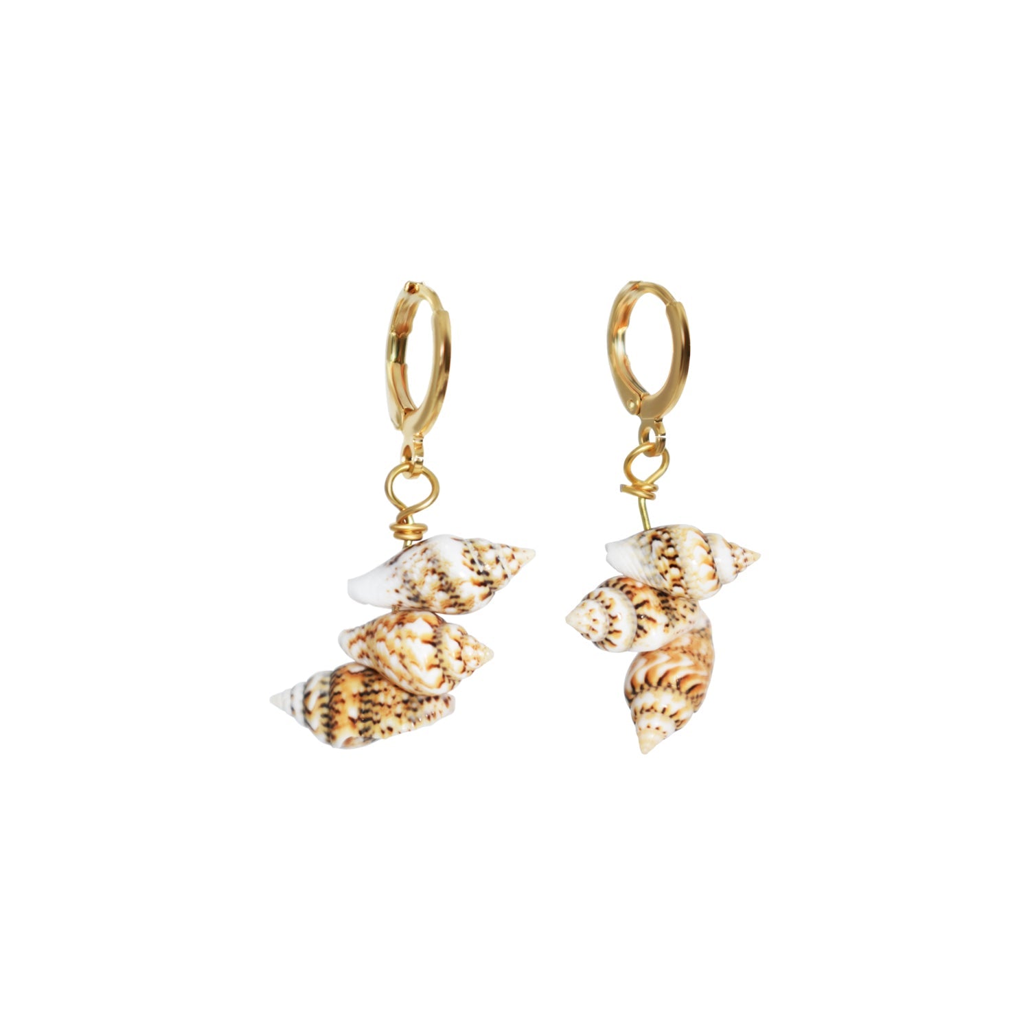 Triple Mini Shell Drop Huggie Earrings | by Ifemi Jewels-1