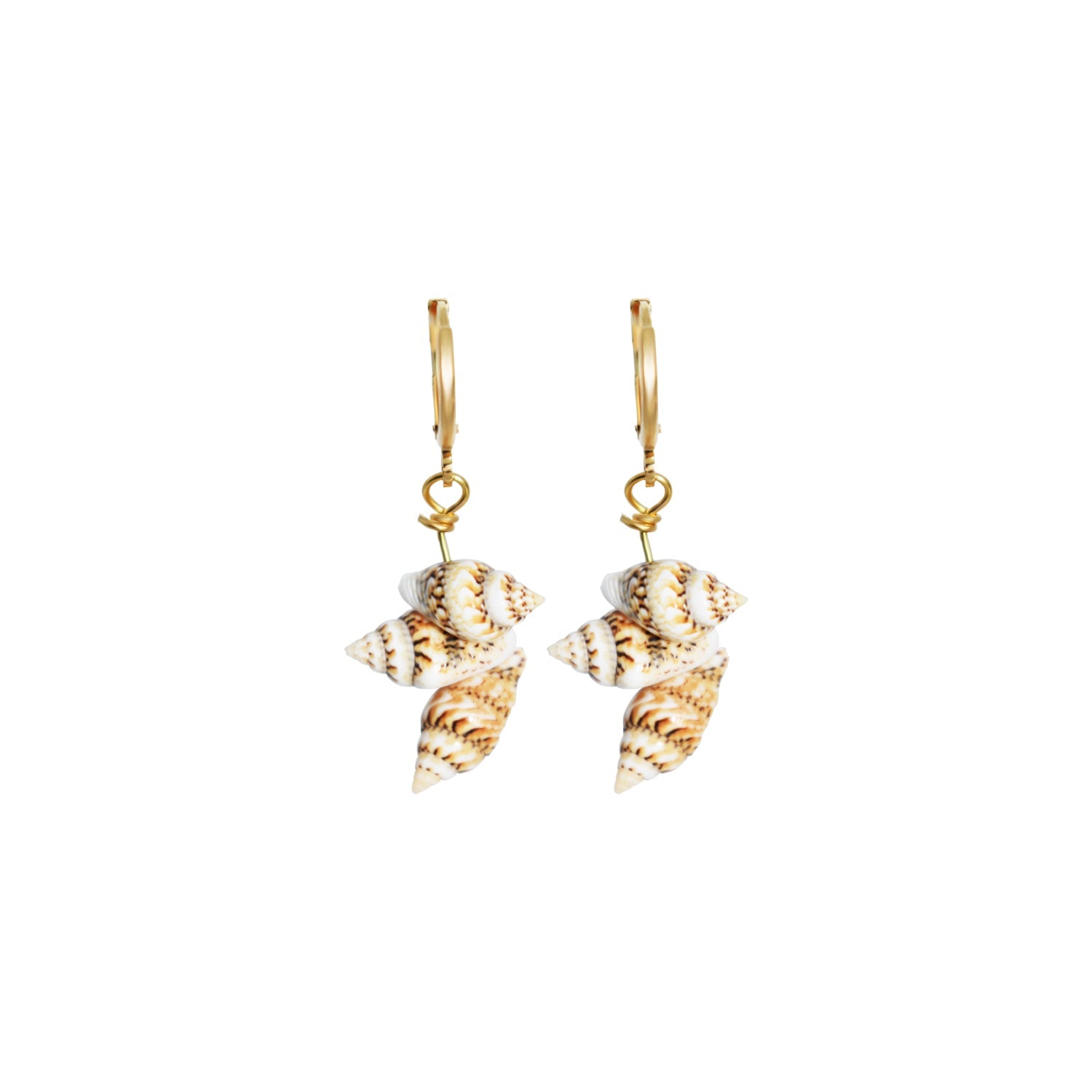 Triple Mini Shell Drop Huggie Earrings | by Ifemi Jewels-2