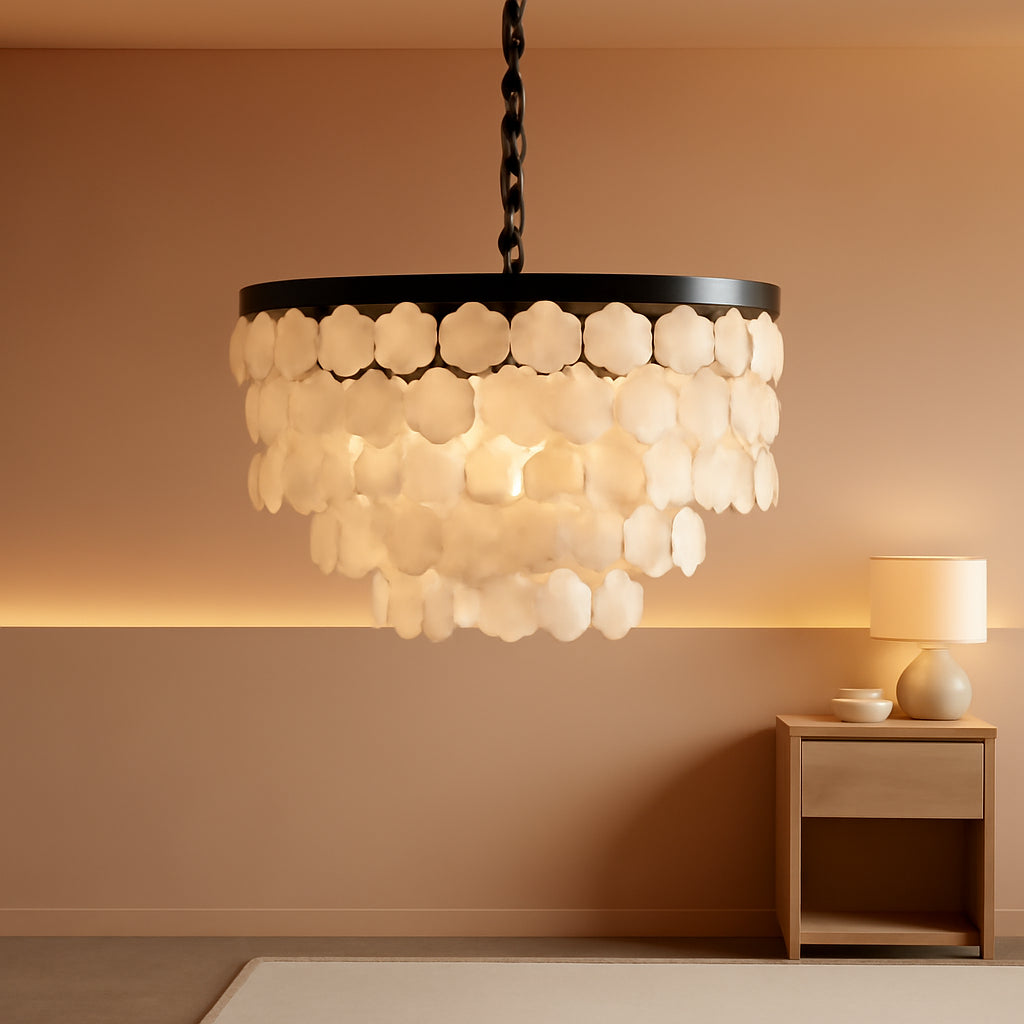18 Inches Capiz Shell Chandelier Dimmable Luminaire-0