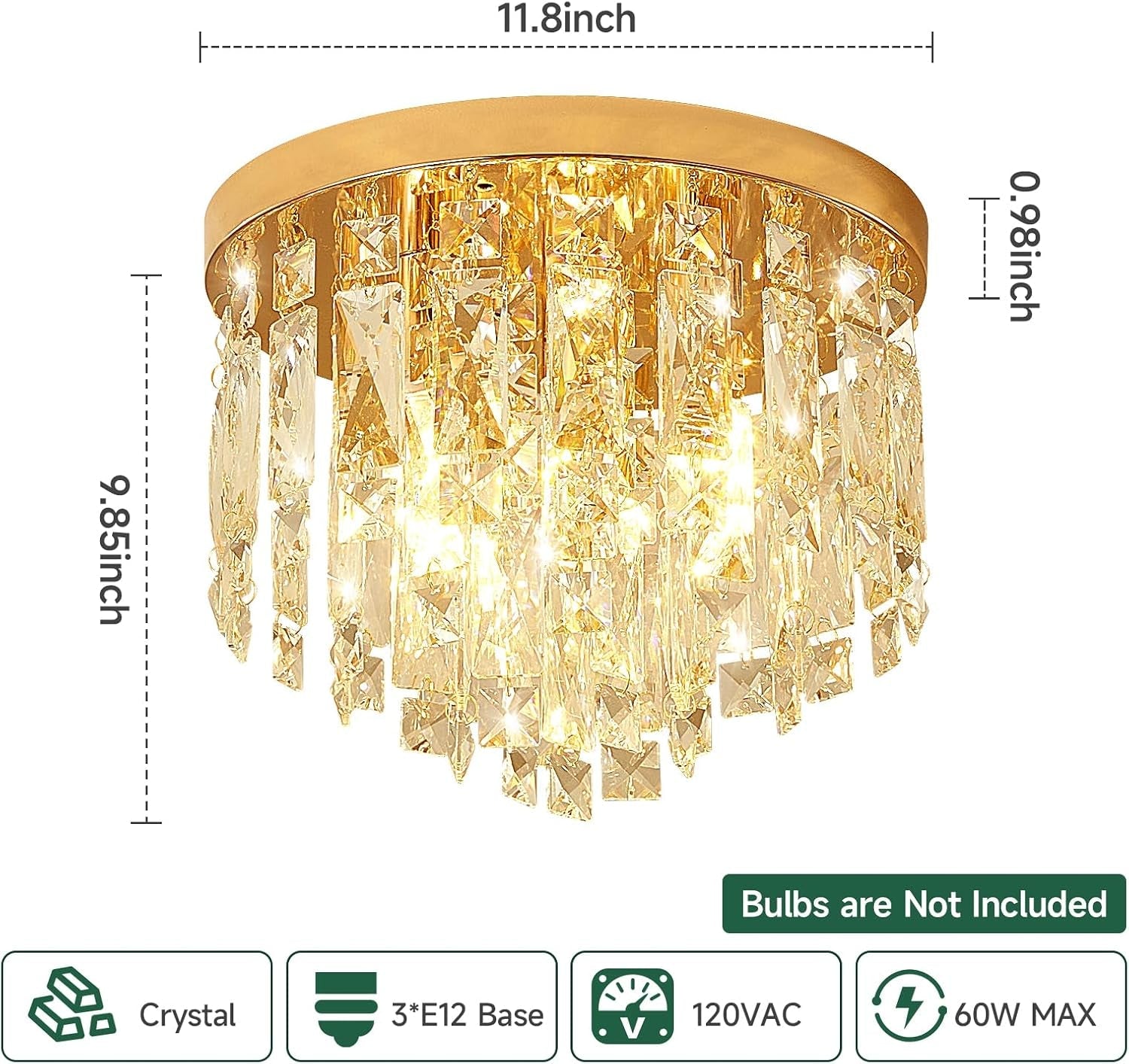 Compact Crystal Chandelier French Gold Ceiling Fixture-3