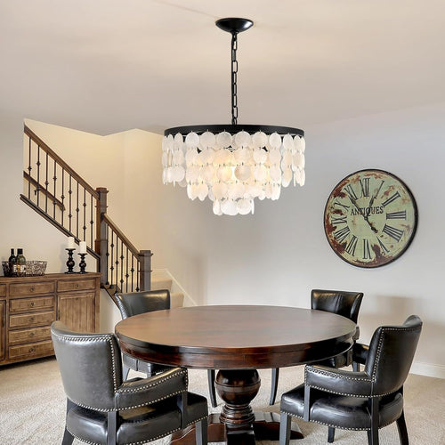 18 Inches Capiz Shell Chandelier Dimmable Luminaire-1