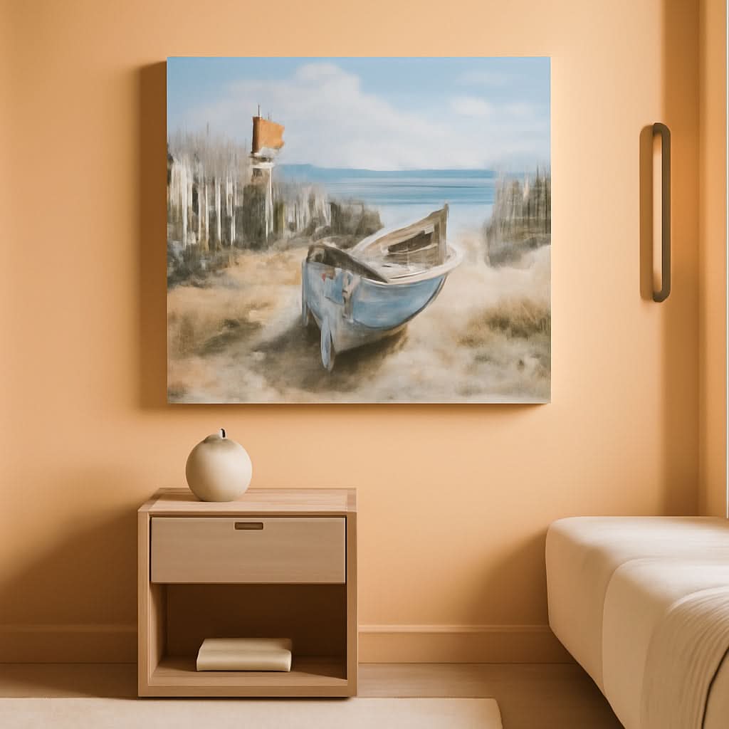 Nautical Canvas Wall Art 40x20 Inches Textured Blue