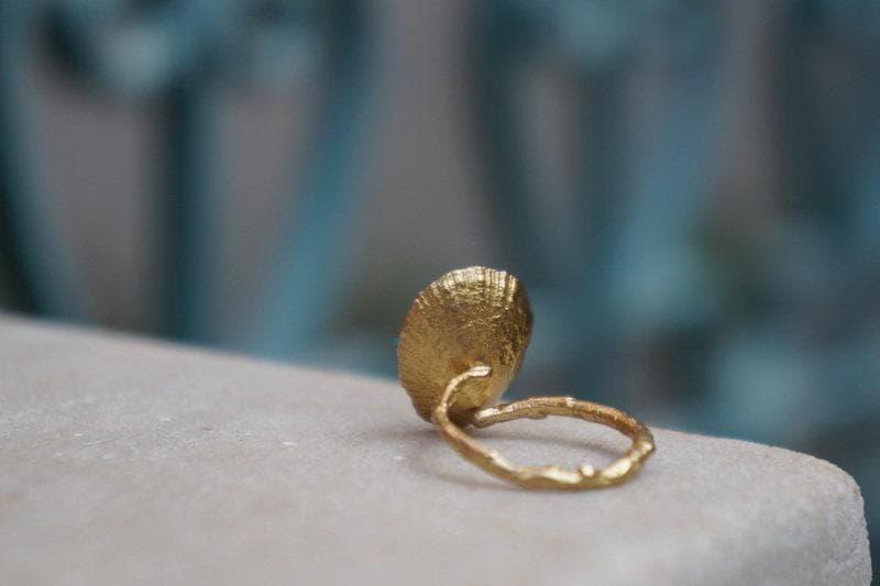 Real Sea Shell Ring, Handmade Nature Jewelry, Organic Nature Band, Gift for Protection & Prosperity, Gold or Sterling Silver 925-2