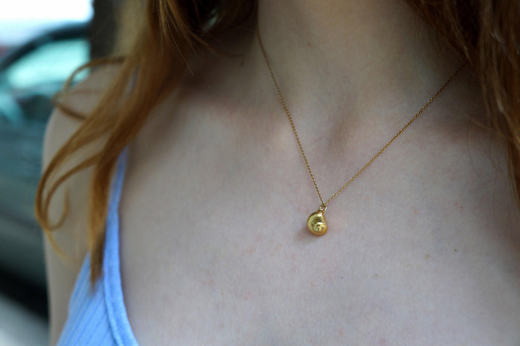 Real Sea Shell Dainty Necklace, 14K Gold Plated Sterling Silver Jewelry 925 Pendant, Handmade Minimalist Jewelry Gift, Boho Nature Style-1