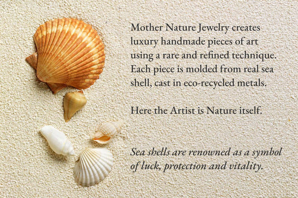 Gold Sea Shell Bracelet, Handmade Nature Jewelry, Real Ocean Cuff, Gift for Luck & Vitality, Eco Sustainable Sterling Silver 925-4
