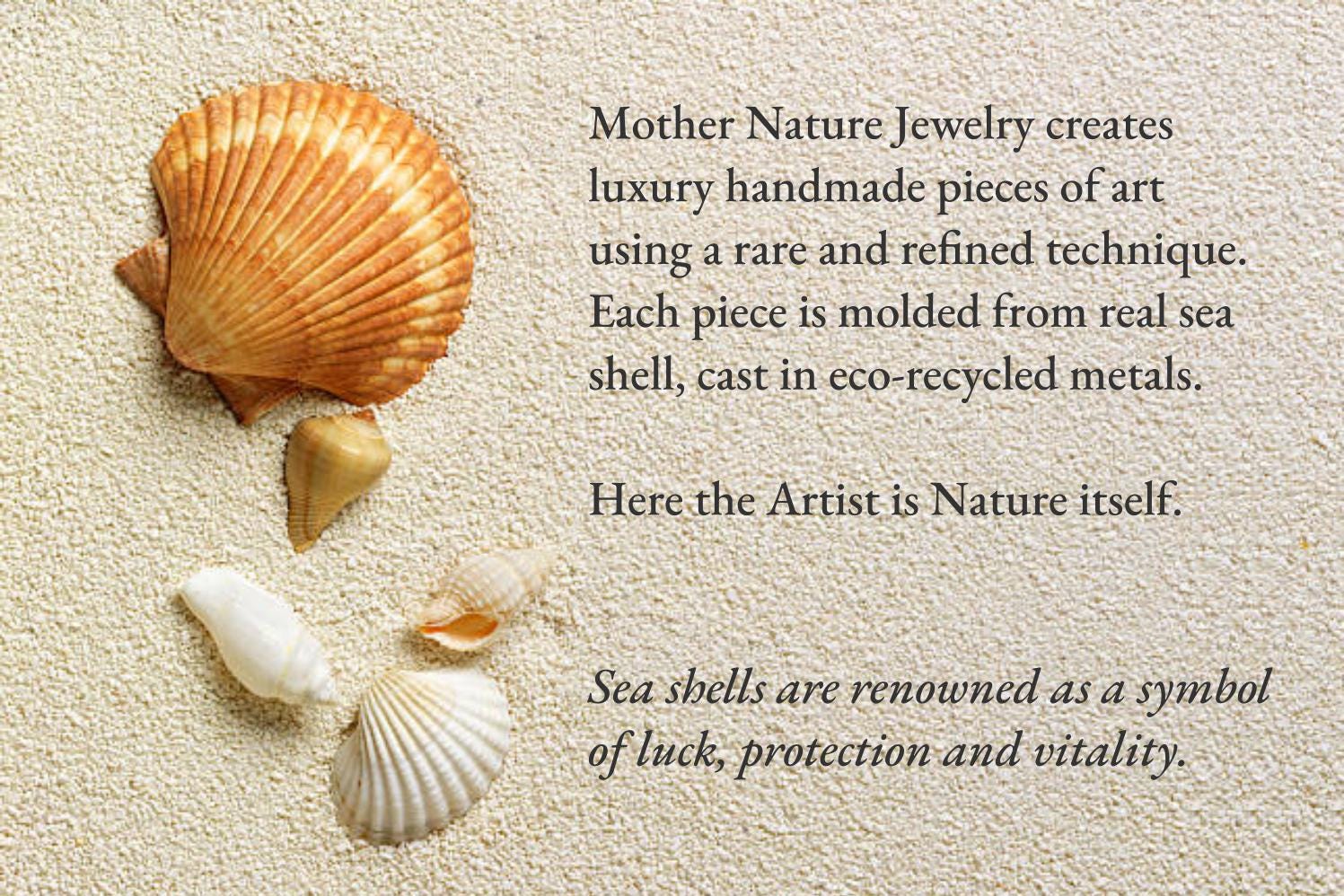 Gold Sea Shell Bracelet, Handmade Nature Jewelry, Real Ocean Cuff, Gift for Luck & Vitality, Eco Sustainable Sterling Silver 925-4