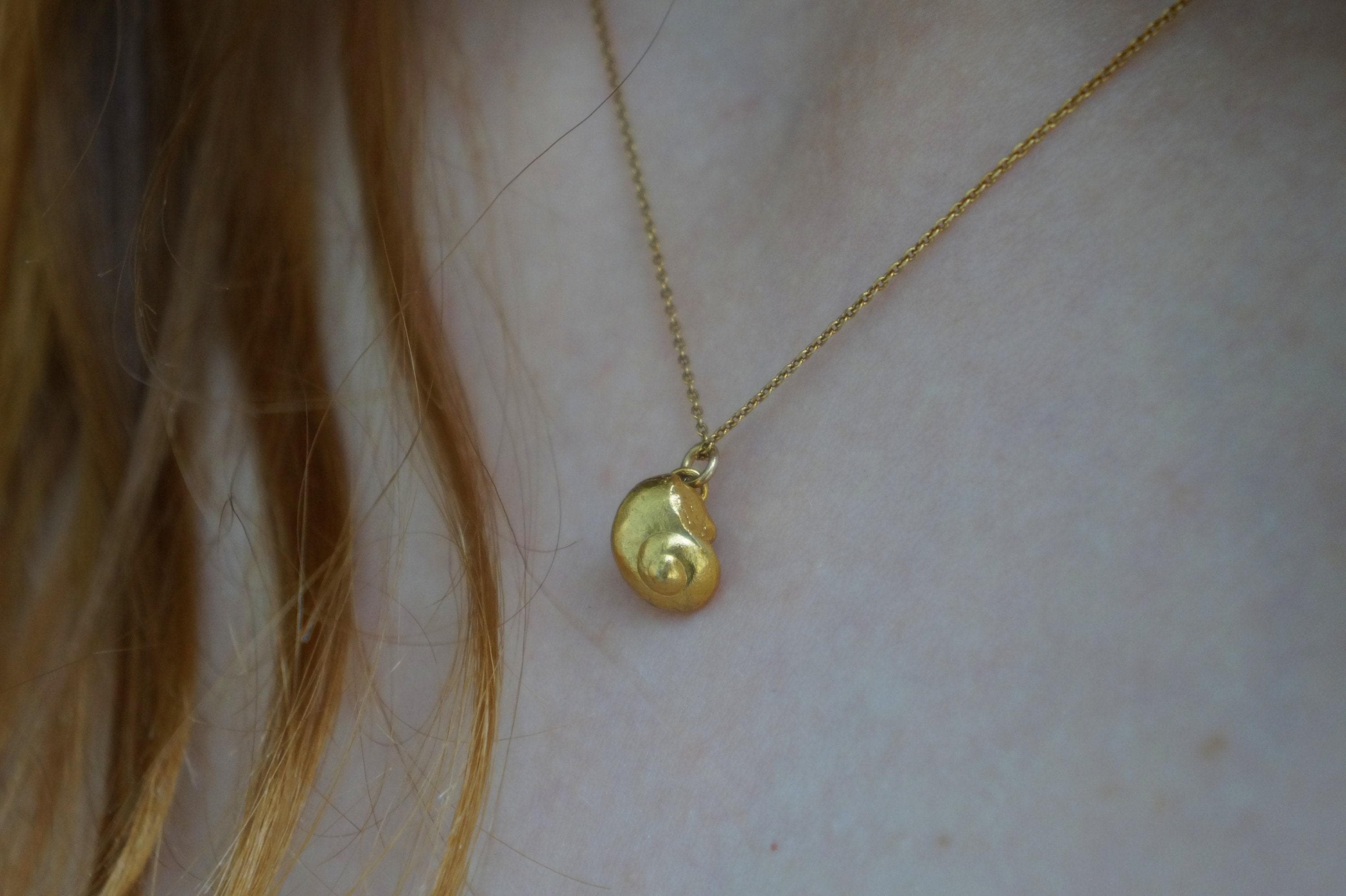 Real Sea Shell Dainty Necklace, 14K Gold Plated Sterling Silver Jewelry 925 Pendant, Handmade Minimalist Jewelry Gift, Boho Nature Style-2