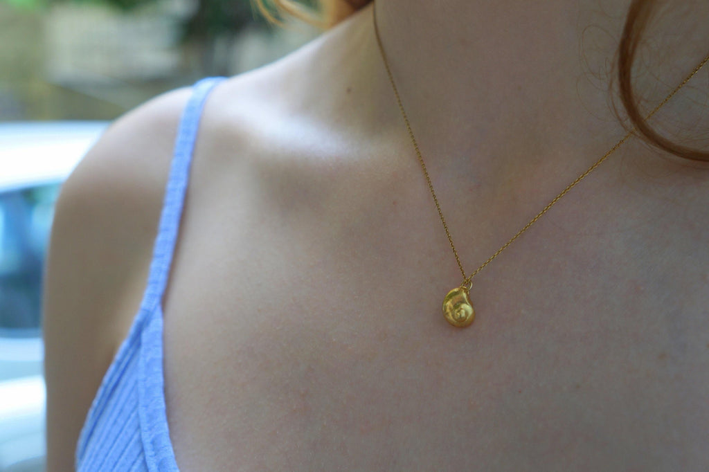 Real Sea Shell Dainty Necklace, 14K Gold Plated Sterling Silver Jewelry 925 Pendant, Handmade Minimalist Jewelry Gift, Boho Nature Style-4