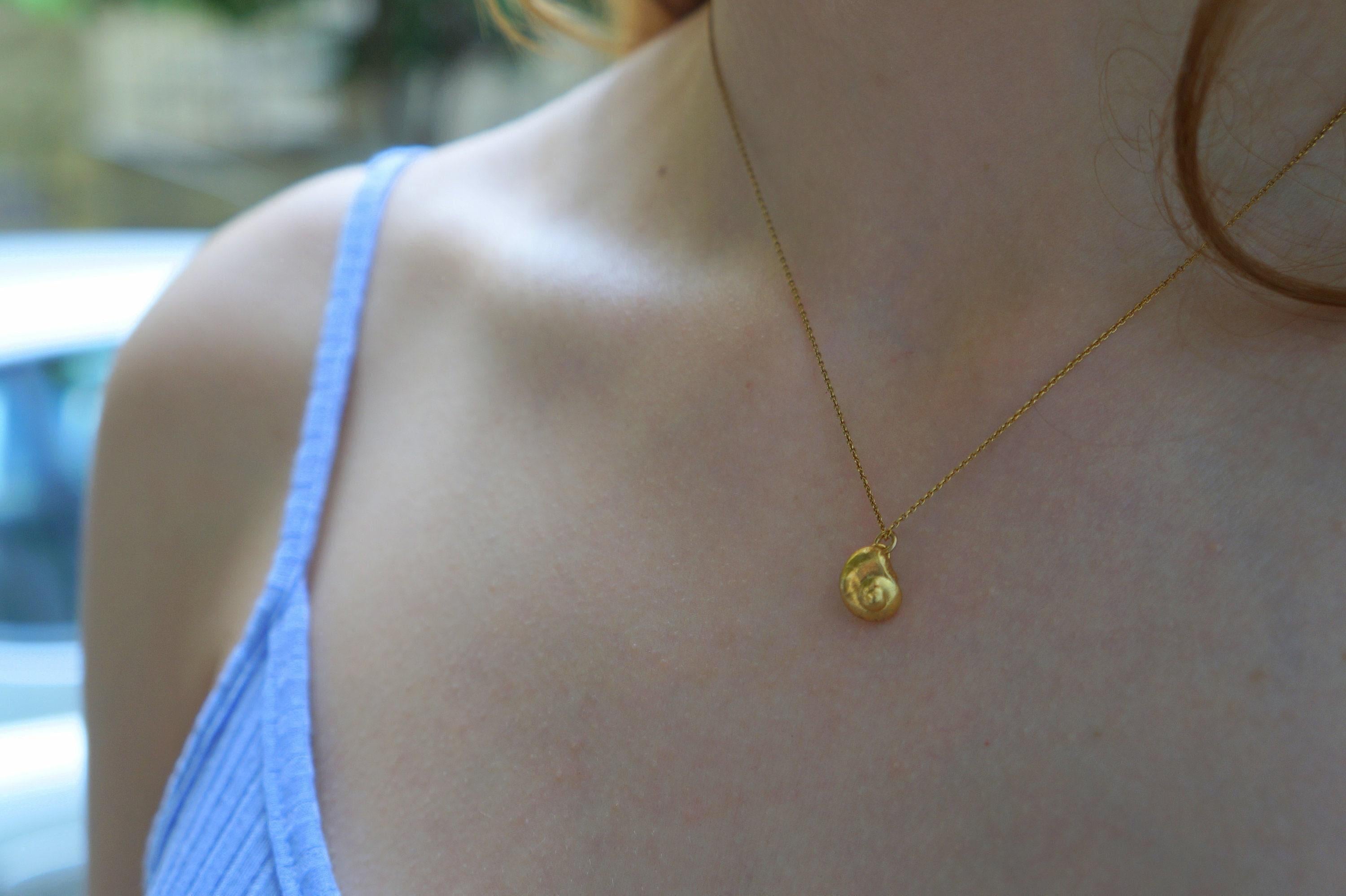 Real Sea Shell Dainty Necklace, 14K Gold Plated Sterling Silver Jewelry 925 Pendant, Handmade Minimalist Jewelry Gift, Boho Nature Style-4