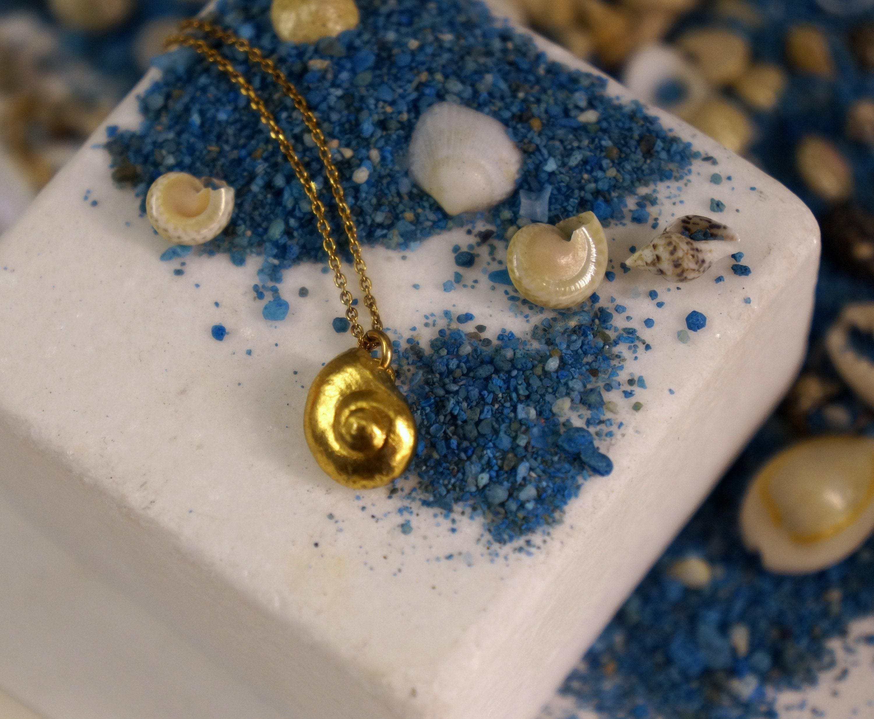 Real Sea Shell Dainty Necklace, 14K Gold Plated Sterling Silver Jewelry 925 Pendant, Handmade Minimalist Jewelry Gift, Boho Nature Style-0