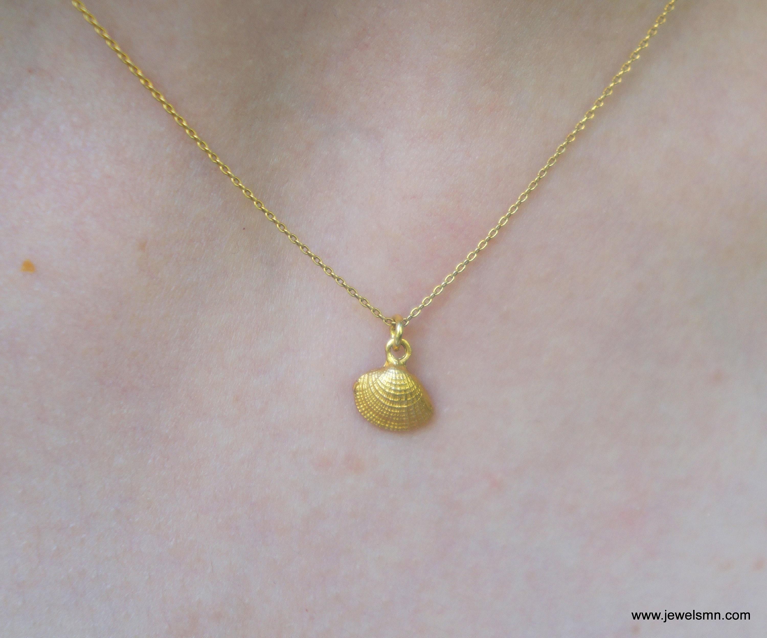 Dainty Sea Shell Necklace, Handmade Minimalist Jewelry, Summer Pendant, Gift for Longevity and Renewal, Sustainable Sterling Silver 925-2