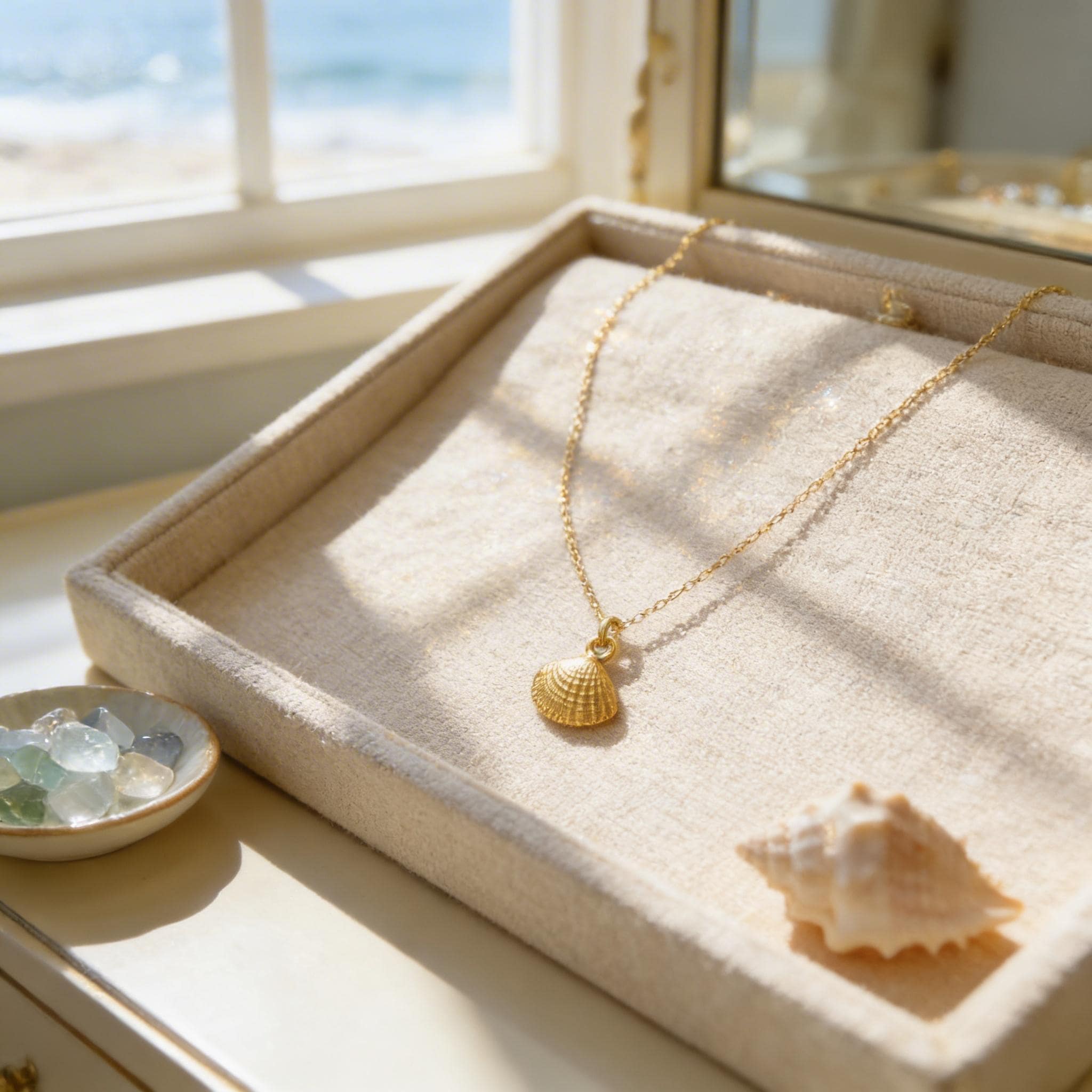 Dainty Sea Shell Necklace, Handmade Minimalist Jewelry, Summer Pendant, Gift for Longevity and Renewal, Sustainable Sterling Silver 925-3