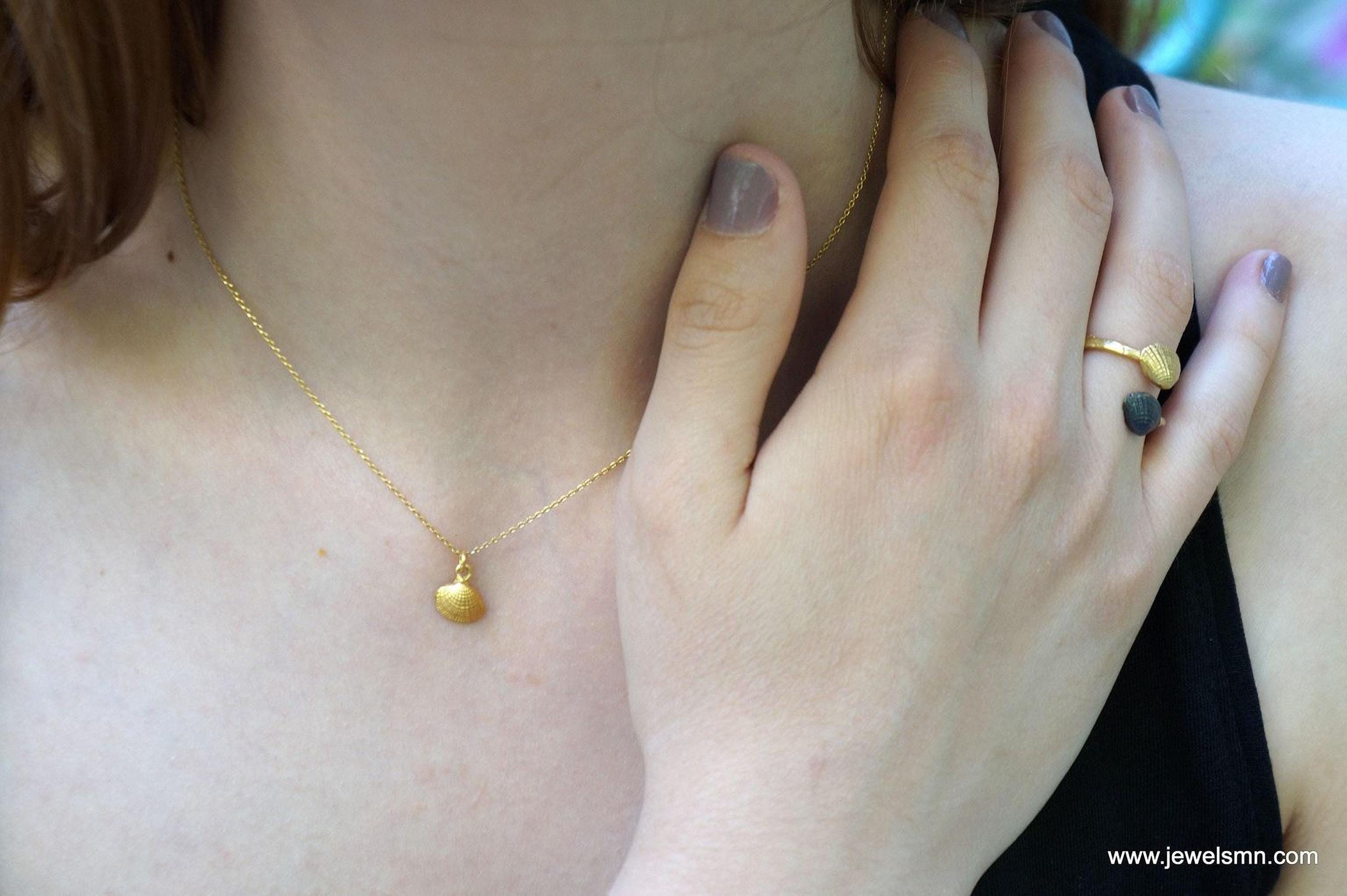 Dainty Sea Shell Necklace, Handmade Minimalist Jewelry, Summer Pendant, Gift for Longevity and Renewal, Sustainable Sterling Silver 925-1
