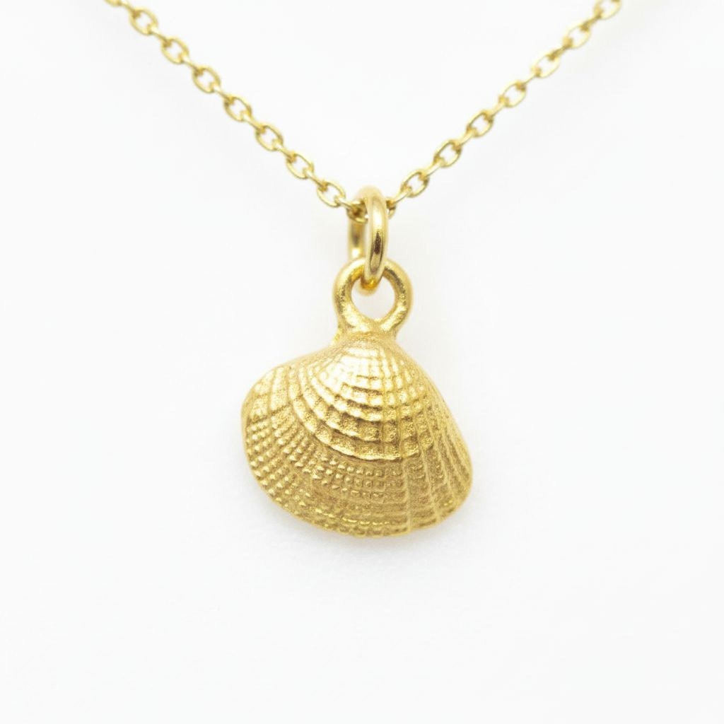 Dainty Sea Shell Necklace, Handmade Minimalist Jewelry, Summer Pendant, Gift for Longevity and Renewal, Sustainable Sterling Silver 925-0