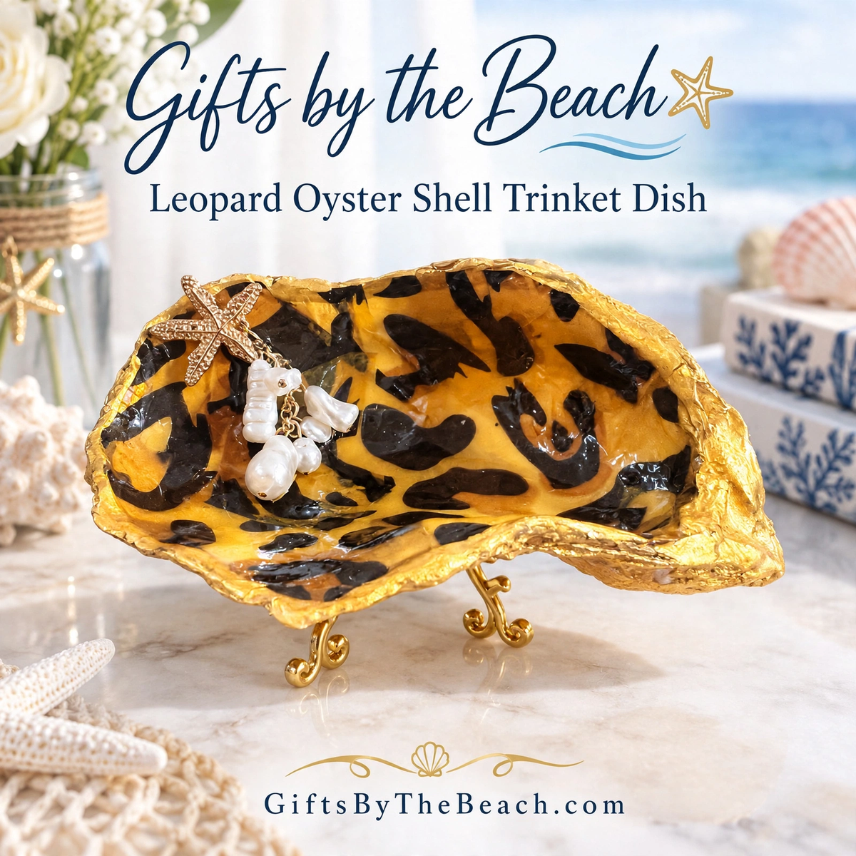 Leopard Oyster Shell Trinket Dish