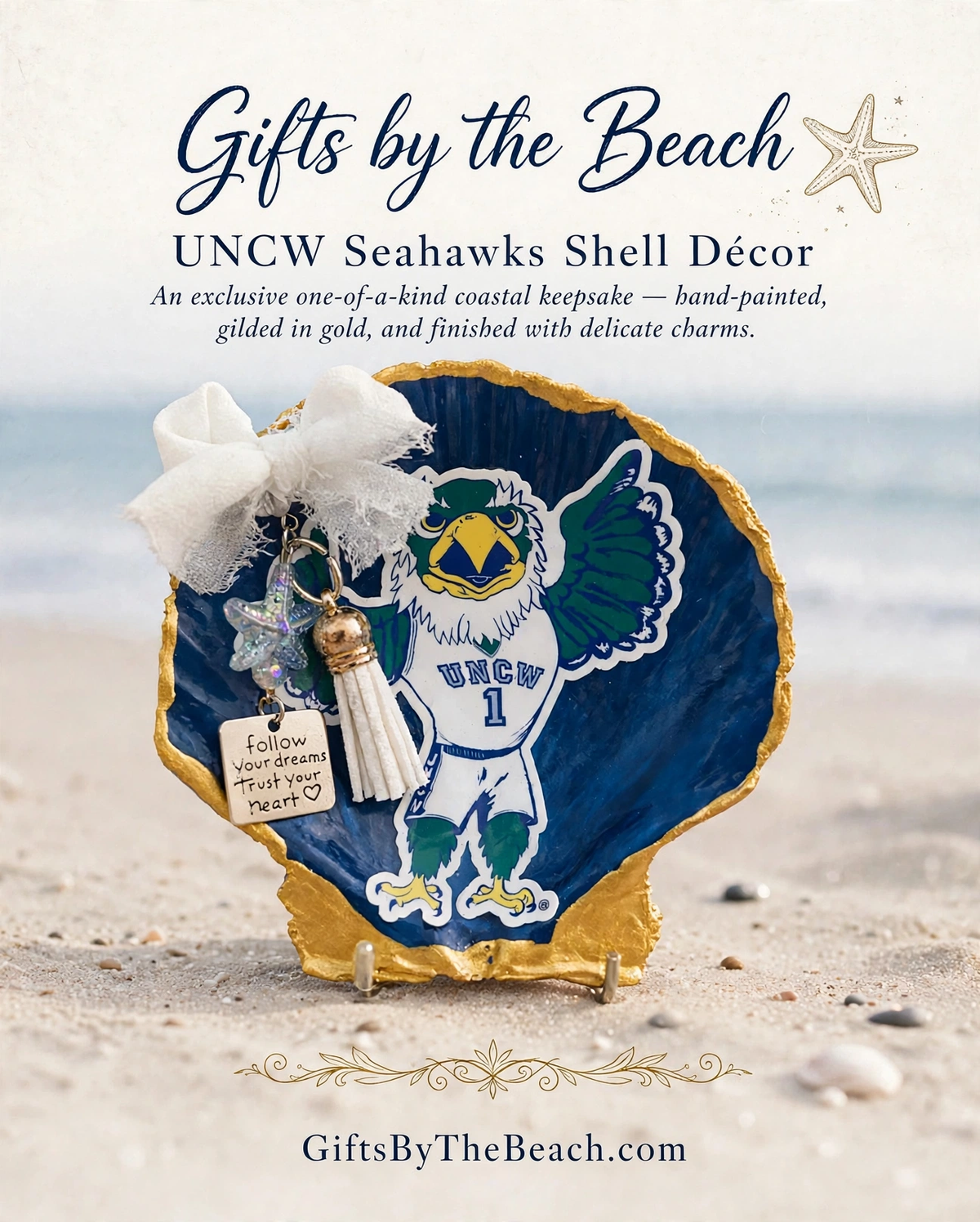 UNCW Seahawks shell deco